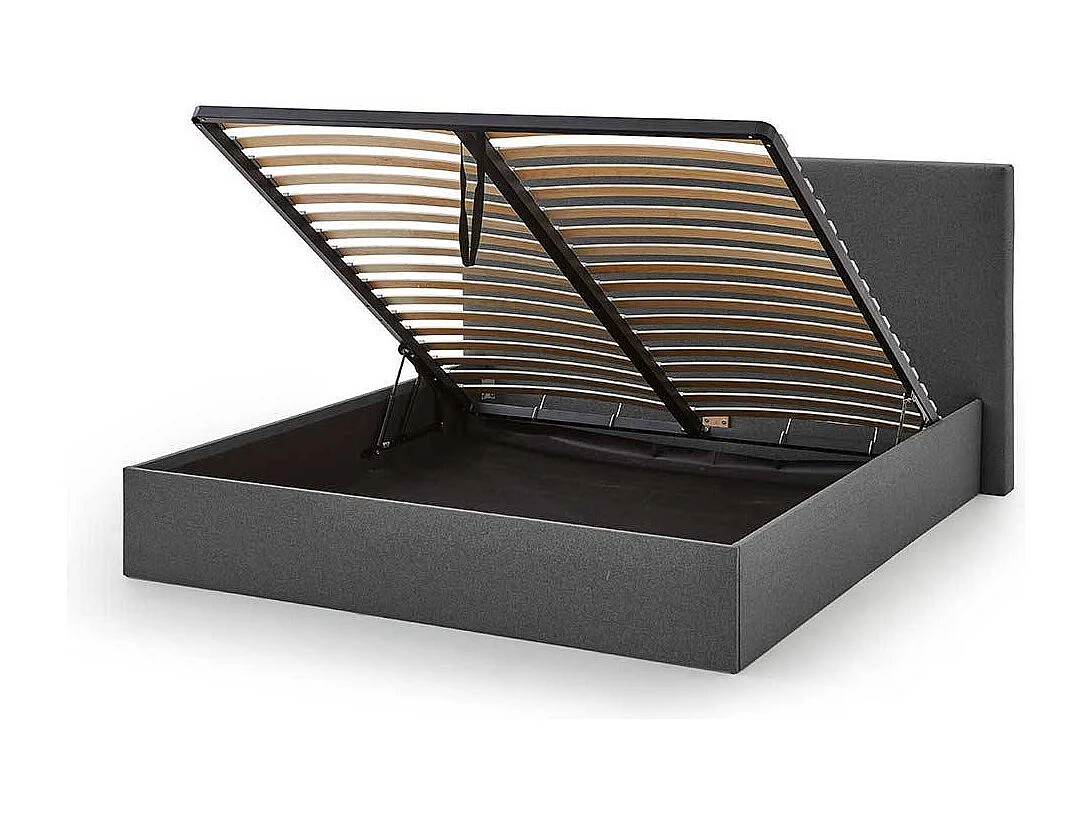 Stauraumbett Anthrazit Stoff in modernem Design 30 cm Einstiegshöhe