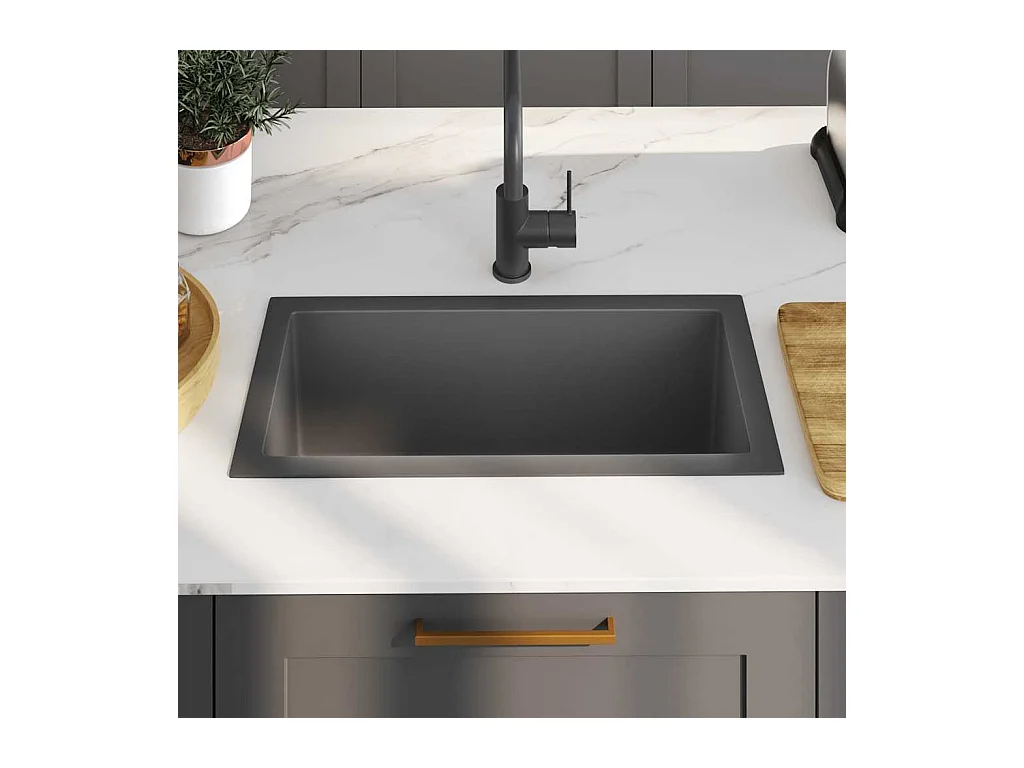 Handgefertigte schwarze Küchenspüle aus Edelstahl