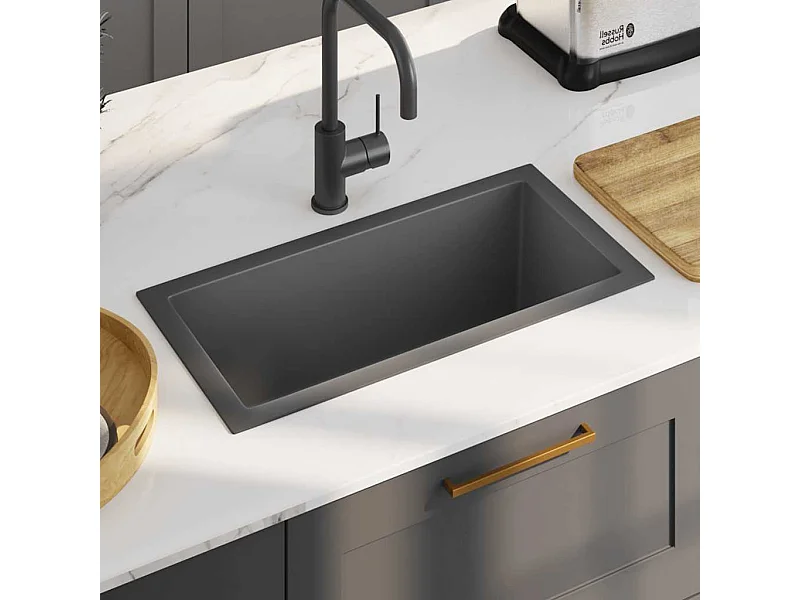 Évier de cuisine fait main Noir Acier inoxydable