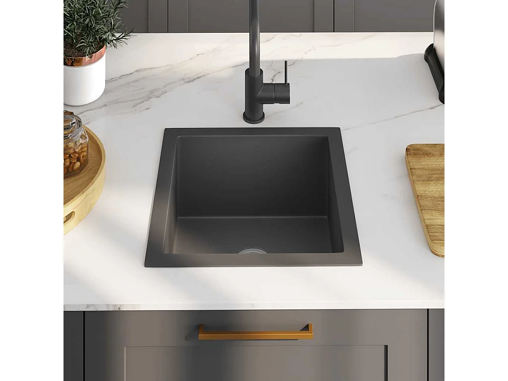 Évier de cuisine fait main Noir Acier inoxydable