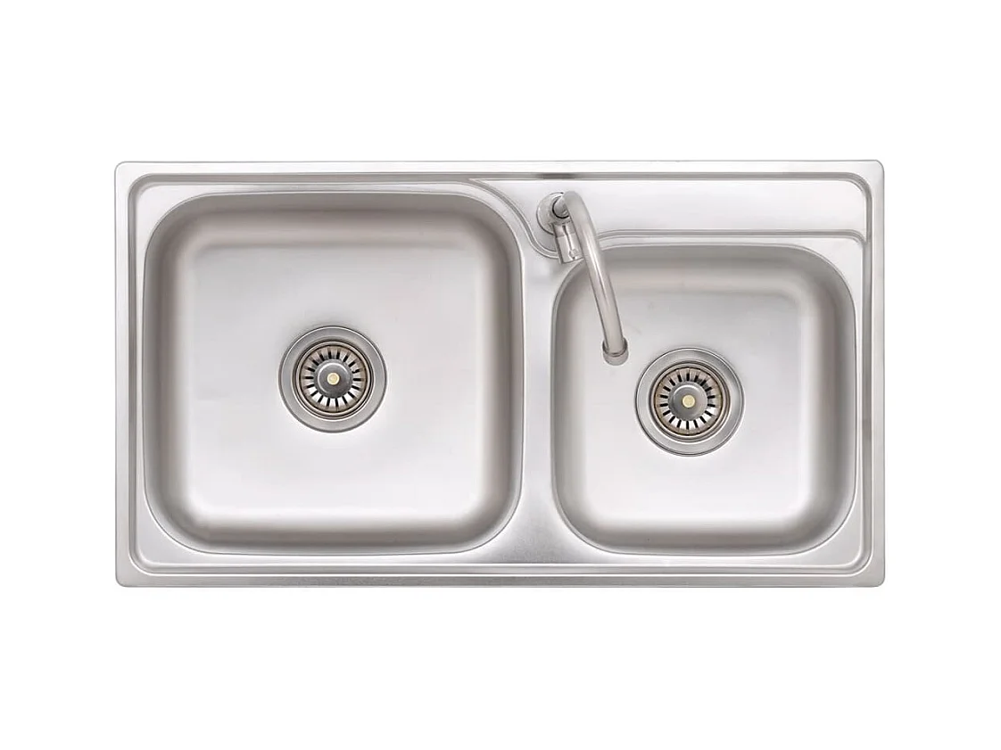 Campingspoelbak Dubbele spoelbak met kraan Roestvrij staal