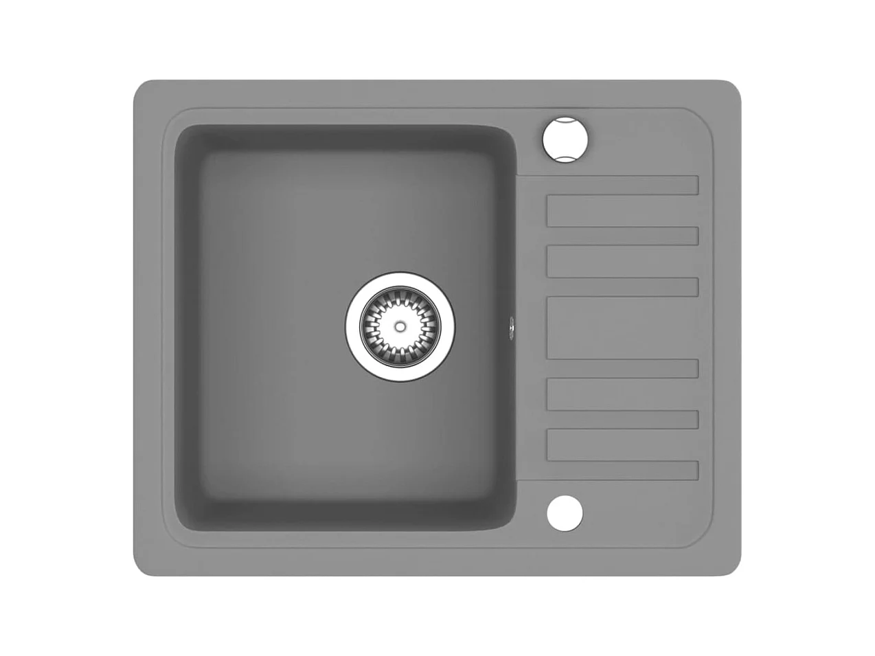 Granieten keukenspoelbak met enkele kom, grijs