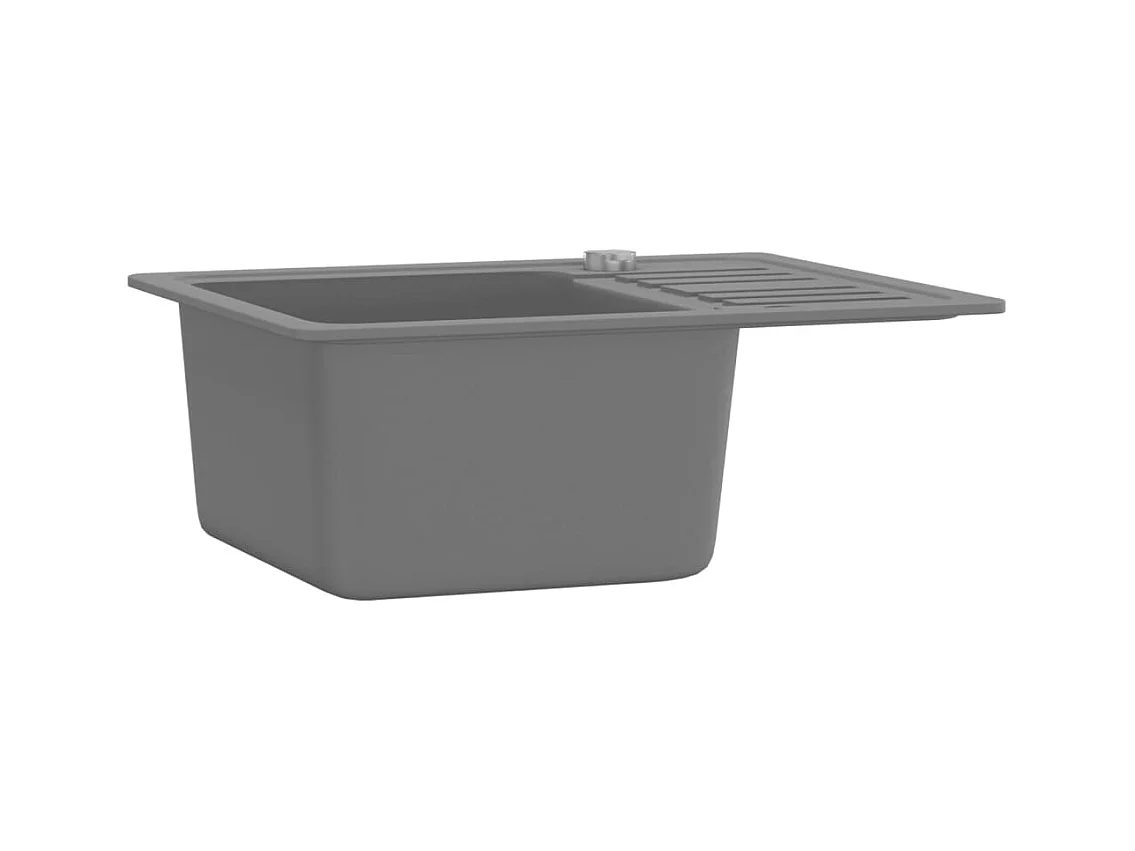 Granieten keukenspoelbak met enkele kom, grijs