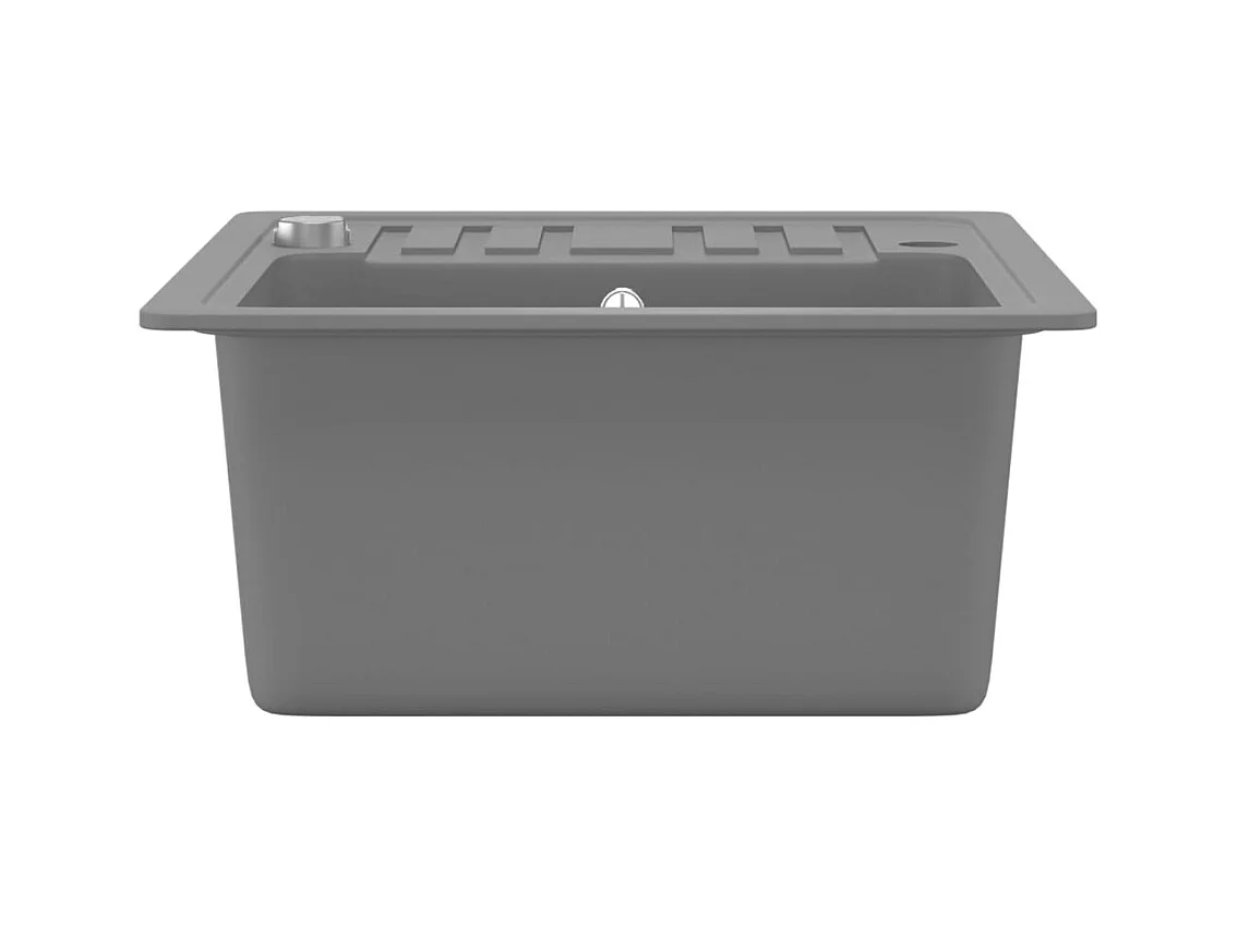 Granieten keukenspoelbak met enkele kom, grijs