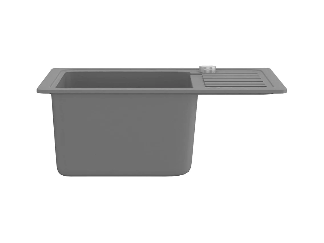 Granieten keukenspoelbak met enkele kom, grijs