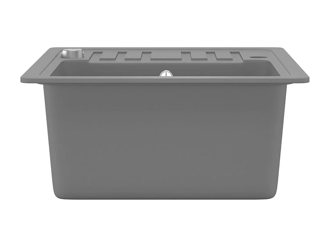 Fregadero de cocina de granito de un solo tazón gris