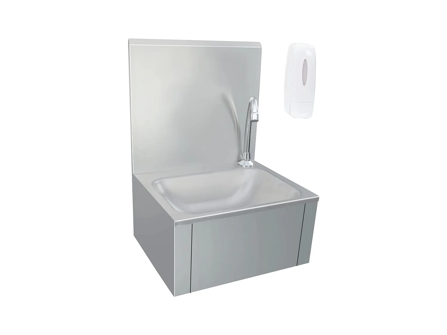 Wasbak van roestvrij staal met kraan en zeepdispenser