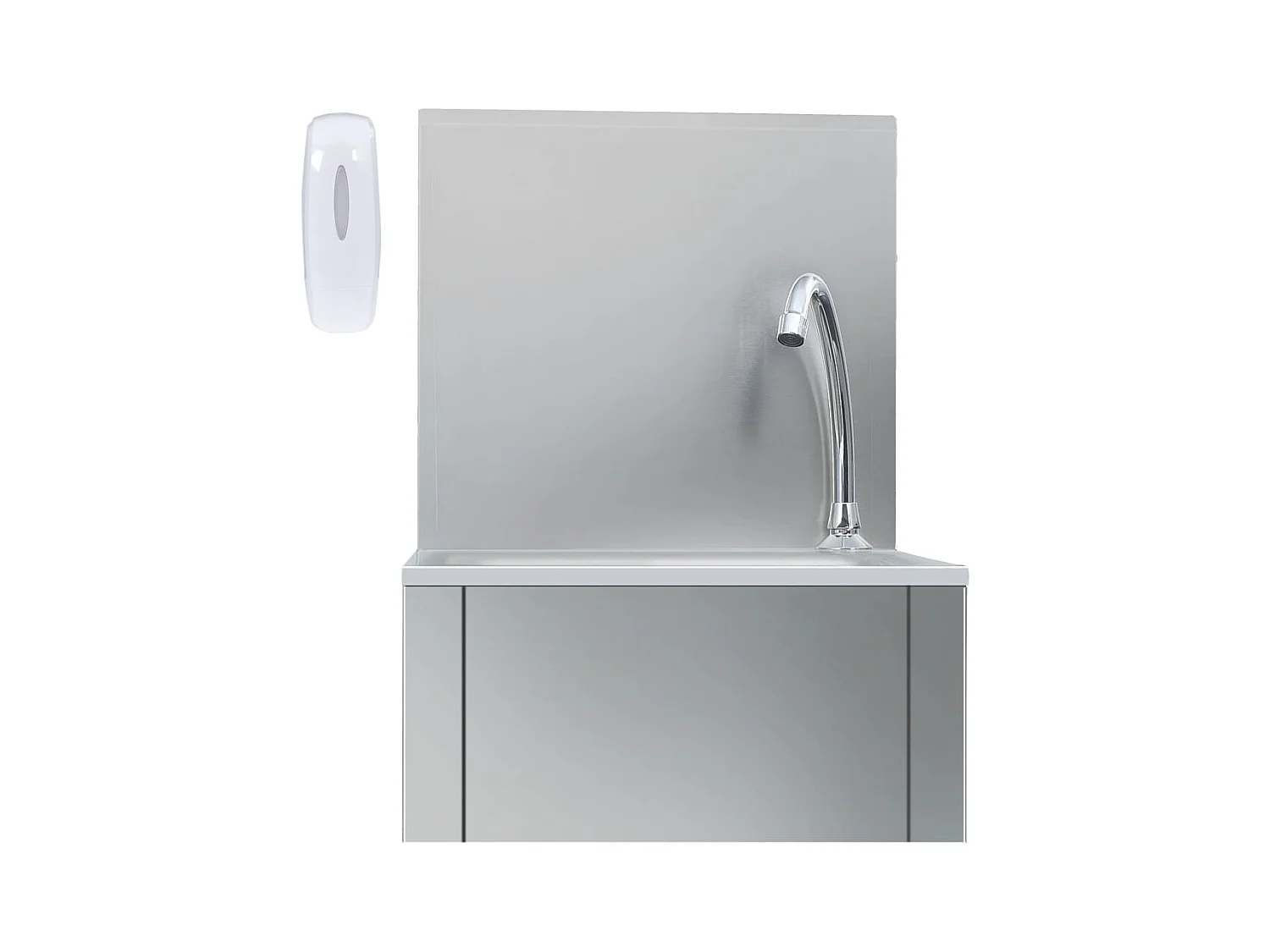 Wasbak van roestvrij staal met kraan en zeepdispenser