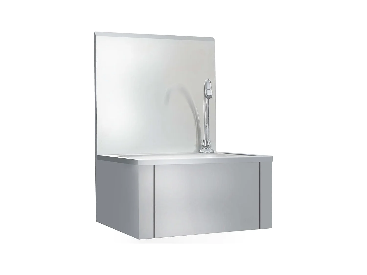 Wasbak van roestvrij staal met kraan en zeepdispenser