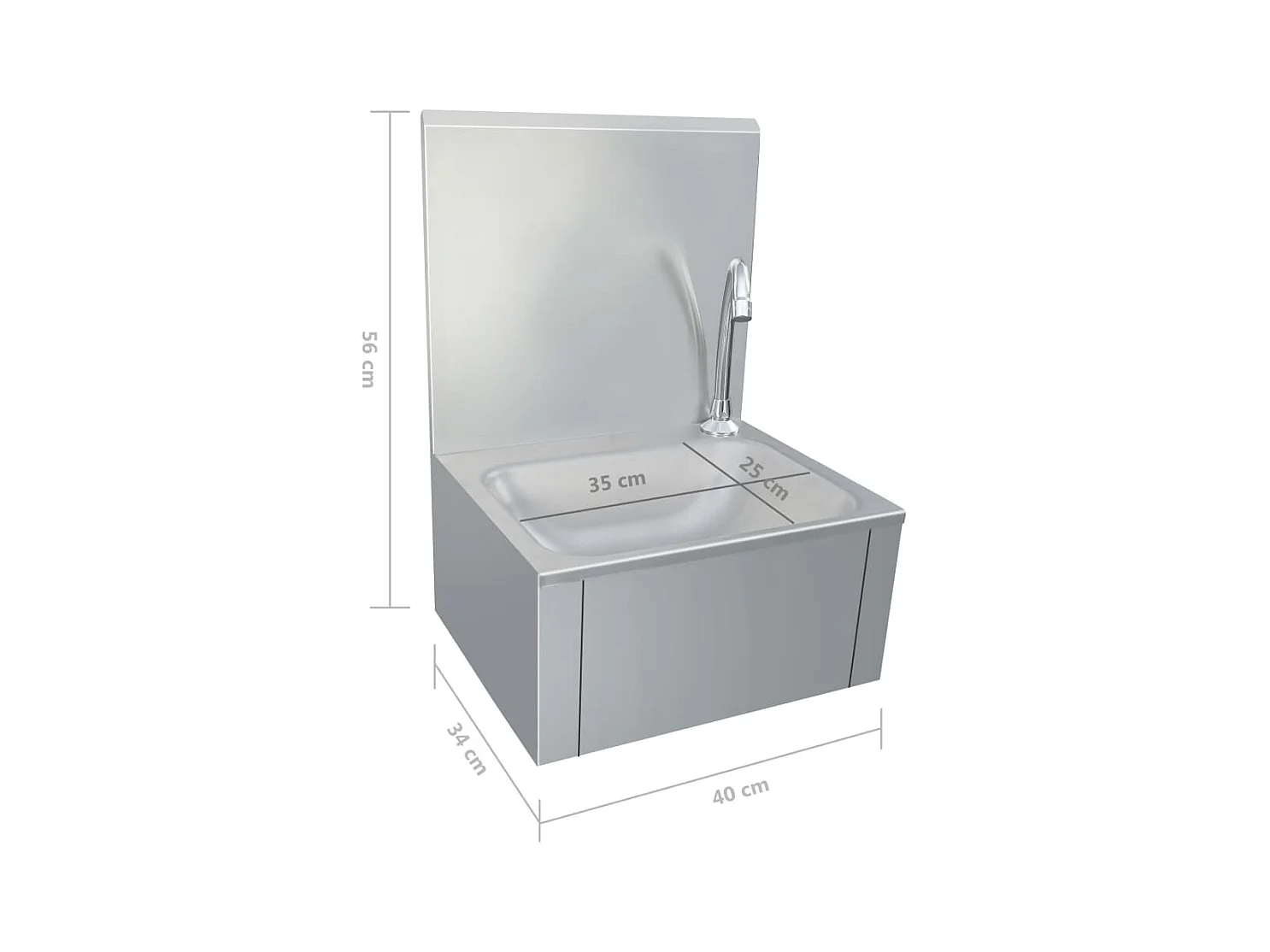 Wasbak van roestvrij staal met kraan en zeepdispenser