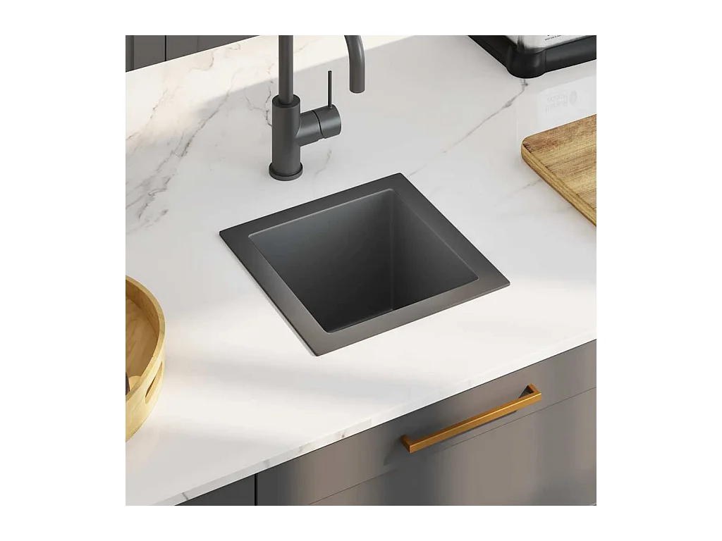Handgefertigte schwarze Küchenspüle aus Edelstahl