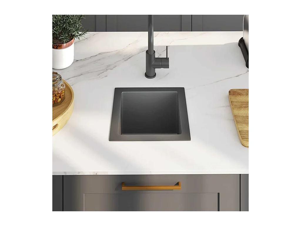 Handgefertigte schwarze Küchenspüle aus Edelstahl