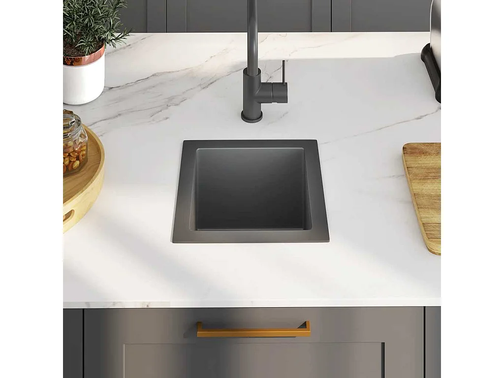 Évier de cuisine fait main Noir Acier inoxydable