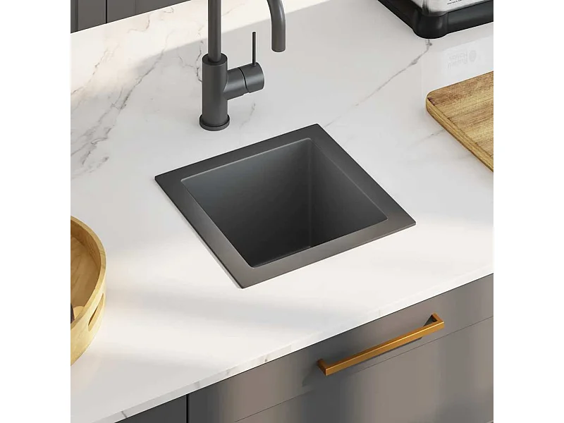 Lavello da cucina in acciaio inossidabile nero fatto a mano