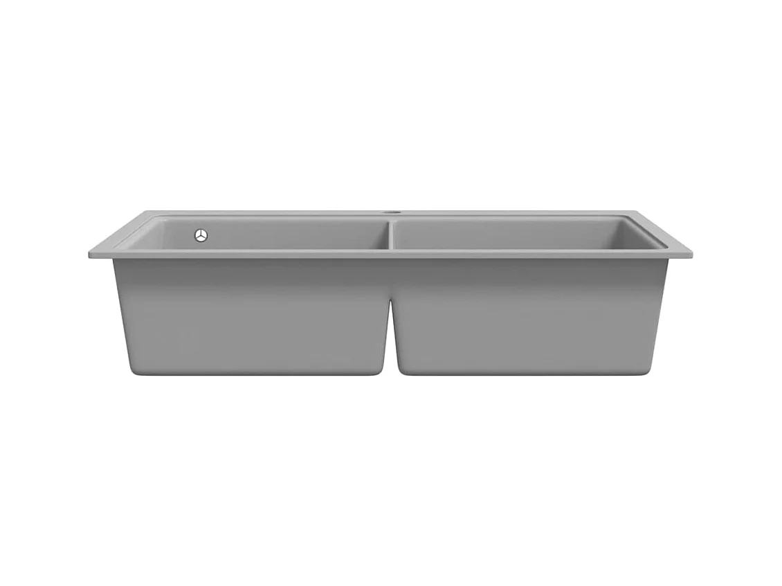 Évier de cuisine encastrable à 2 bacs en granite blanc gris
