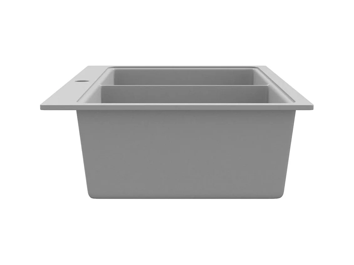 Évier de cuisine encastrable à 2 bacs en granite blanc gris