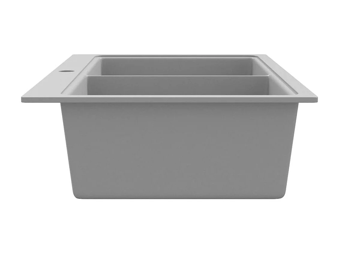 Évier de cuisine encastrable à 2 bacs en granite blanc gris