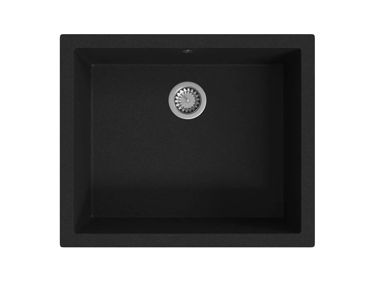 Fregadero de cocina de granito negro con orificio de desbordamiento