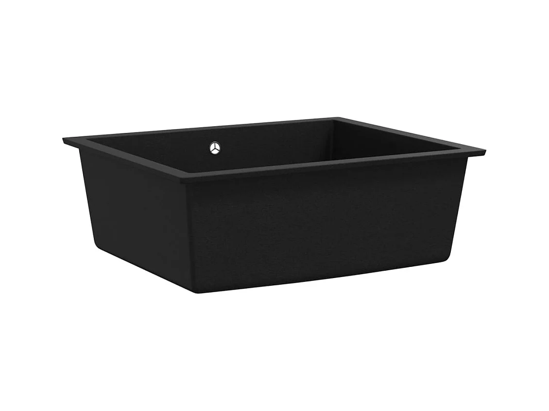 Fregadero de cocina de granito negro con orificio de desbordamiento