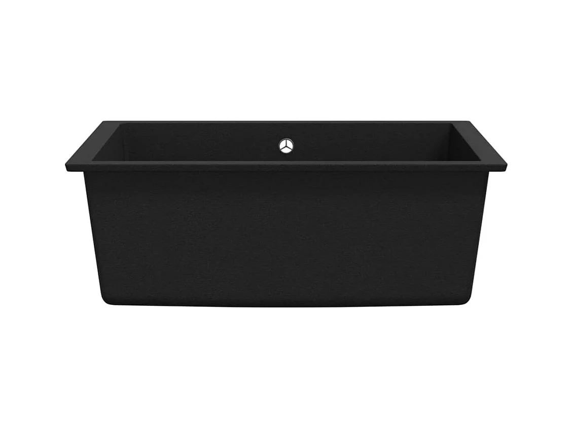 Fregadero de cocina de granito negro con orificio de desbordamiento