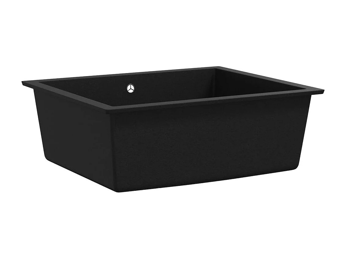 Lavello da cucina in granito nero con foro di troppo pieno