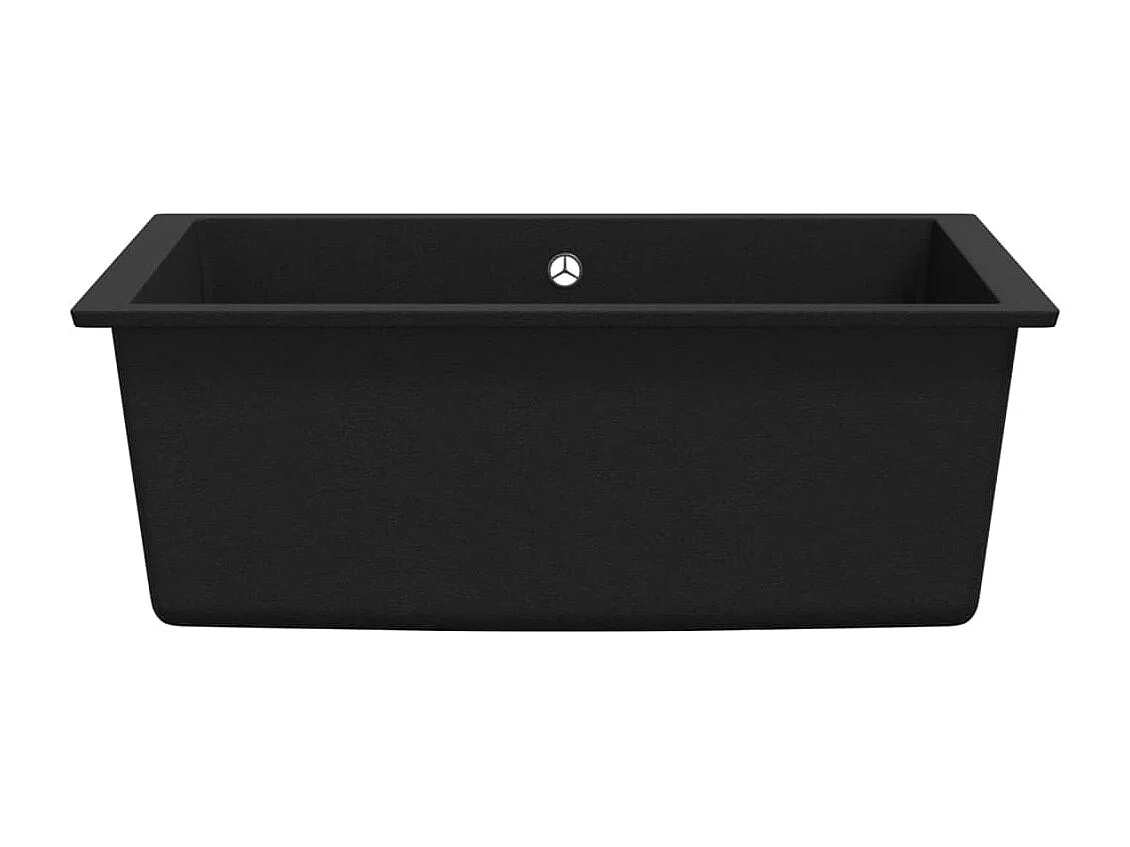 Lavello da cucina in granito nero con foro di troppo pieno