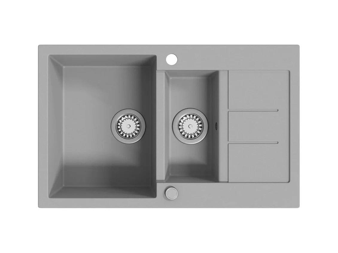 Dubbele granieten keukengootsteen grijs