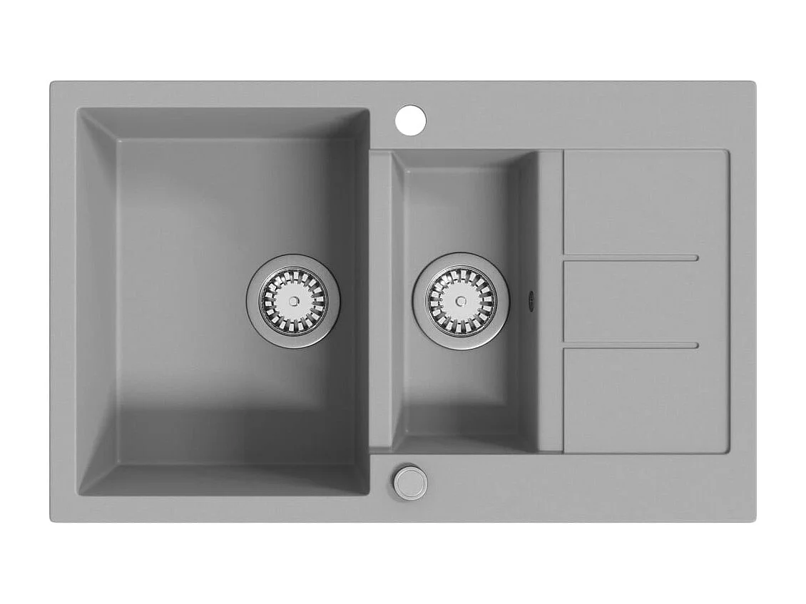 Fregadero de cocina de granito gris de dos senos
