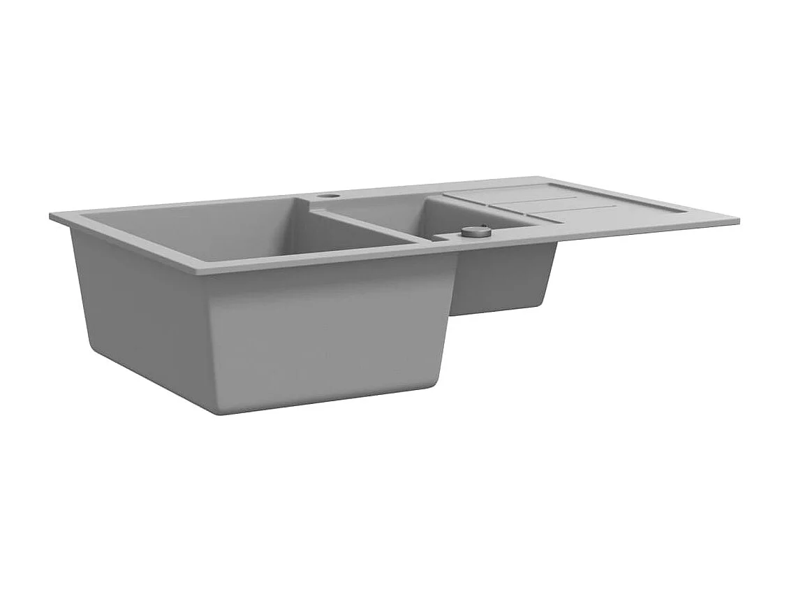 Fregadero de cocina de granito gris de dos senos