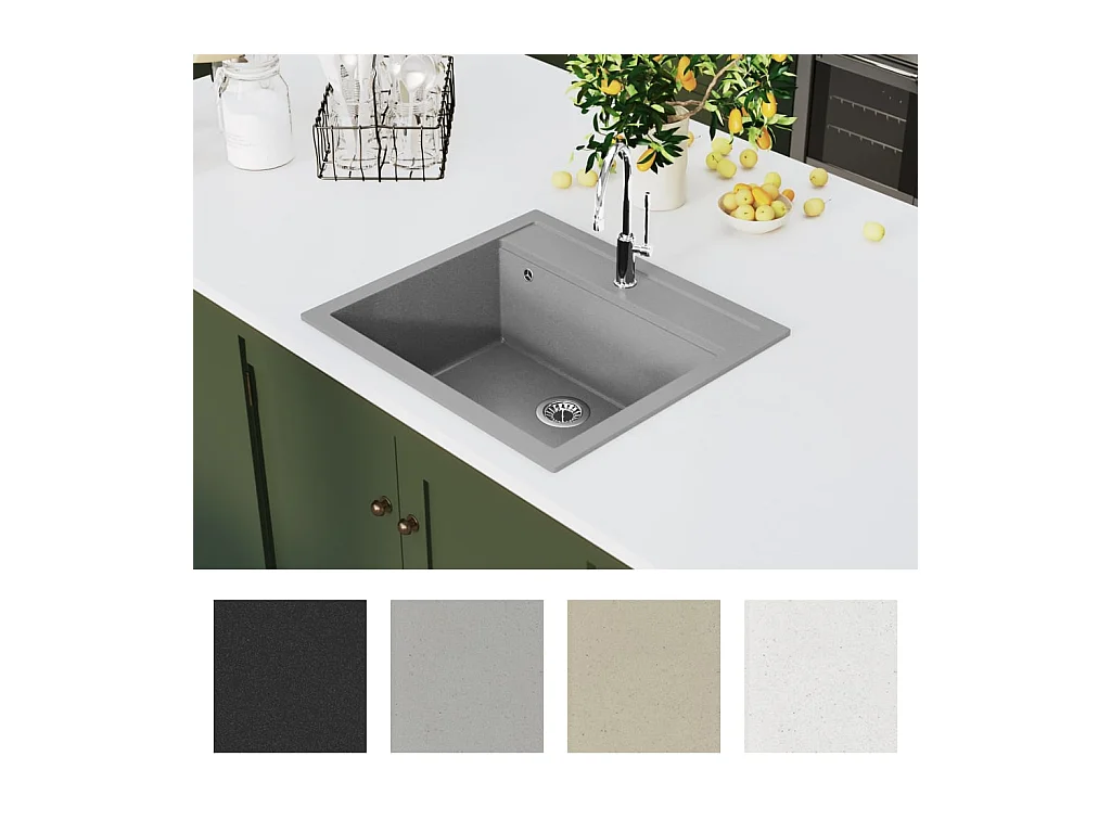 Évier de cuisine en granit Bac unique Gris