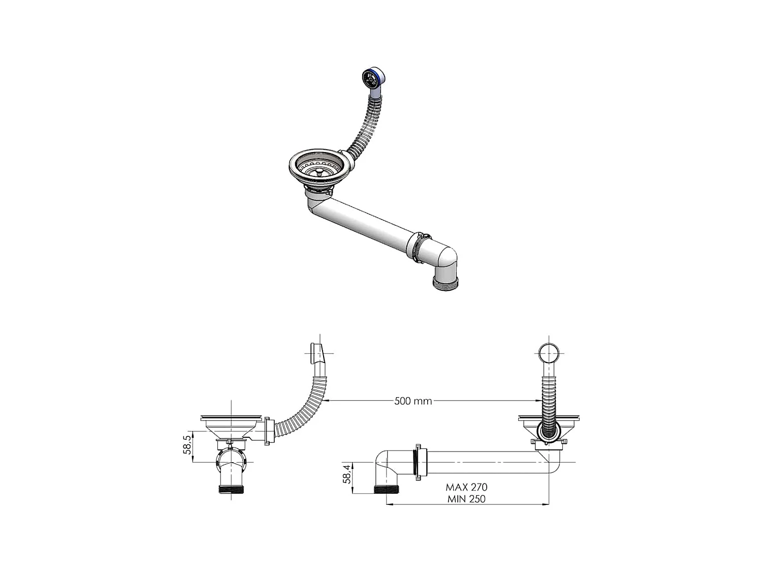 Évier de cuisine en granit Bac unique Gris