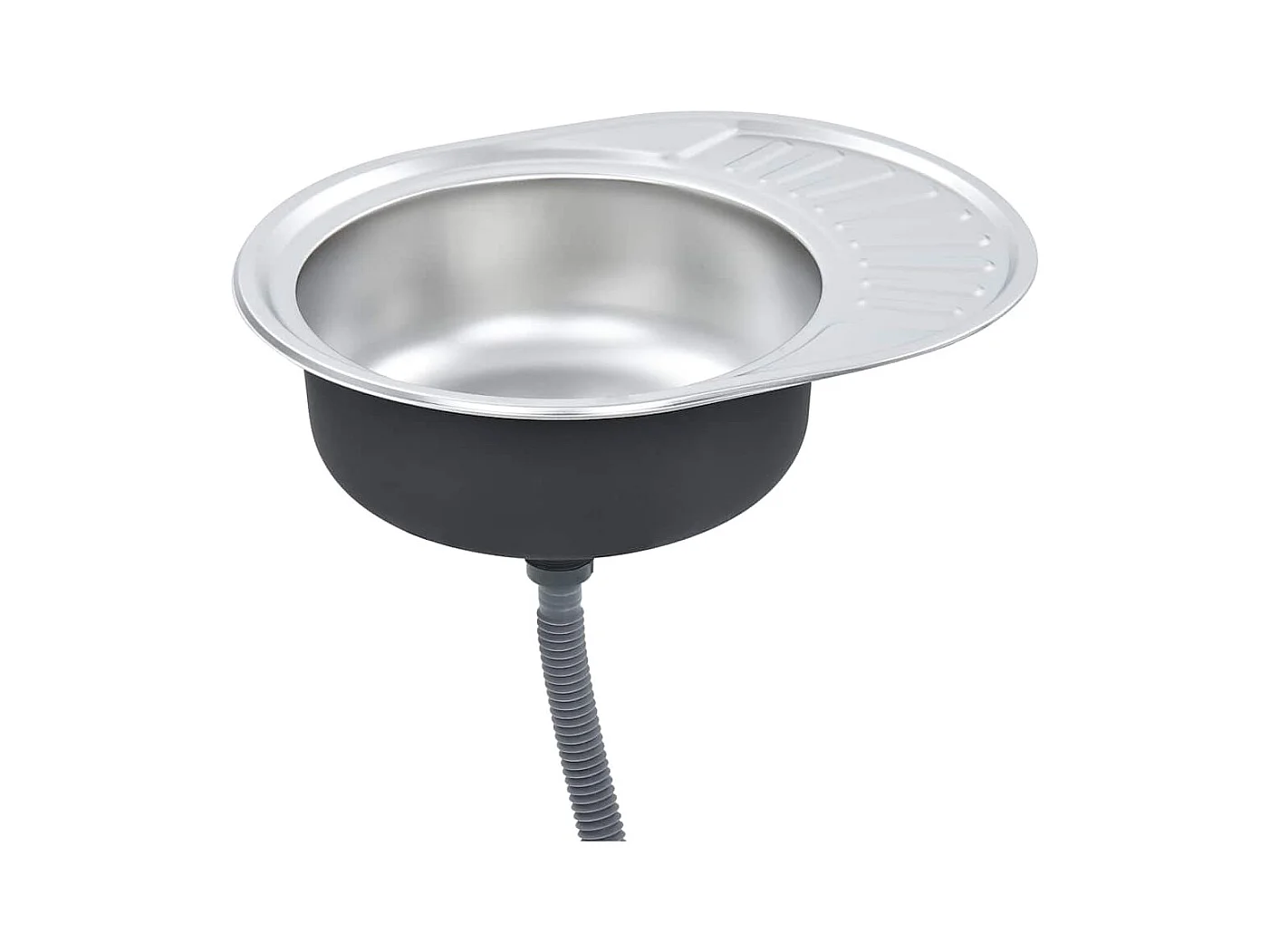 Keukengootsteen met zeef en sifon ovaal roestvrij staal