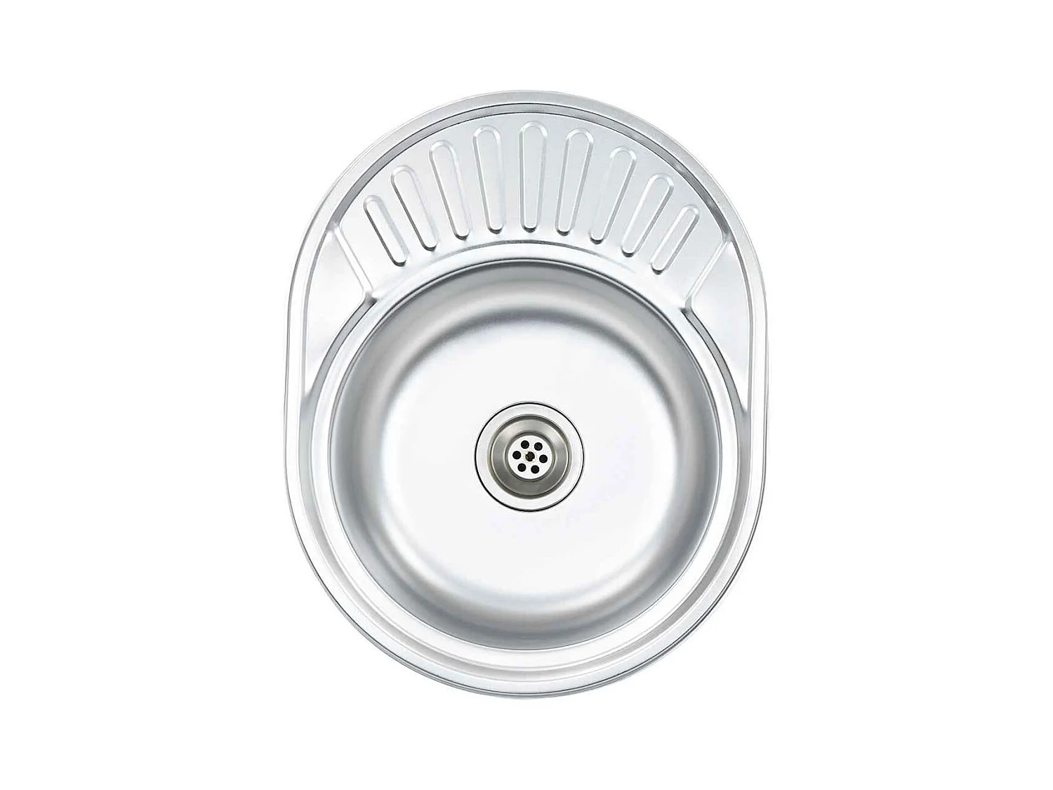 Keukengootsteen met zeef en sifon ovaal roestvrij staal