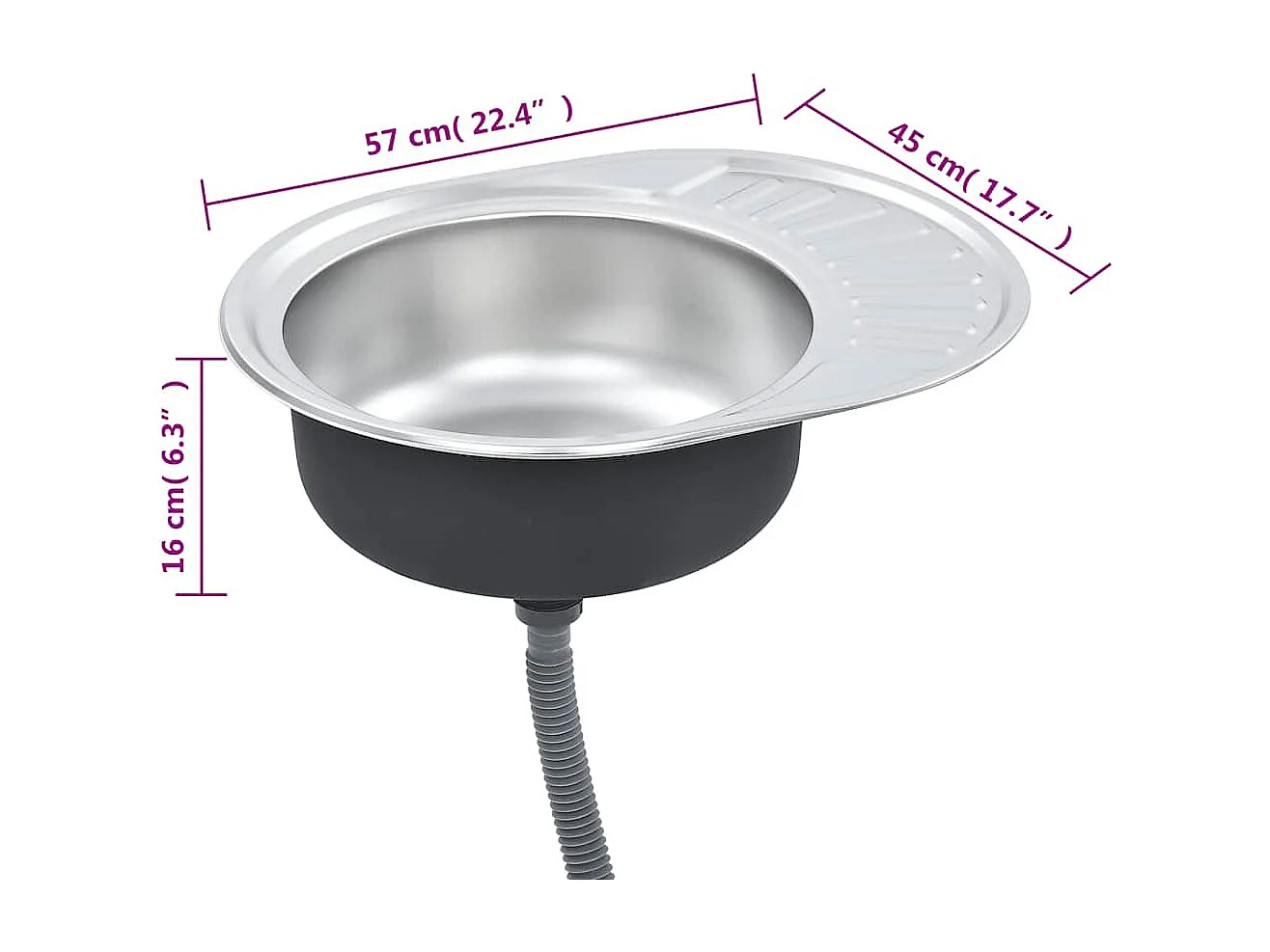 Évier de cuisine avec crépine et piège Ovale Acier inoxydable