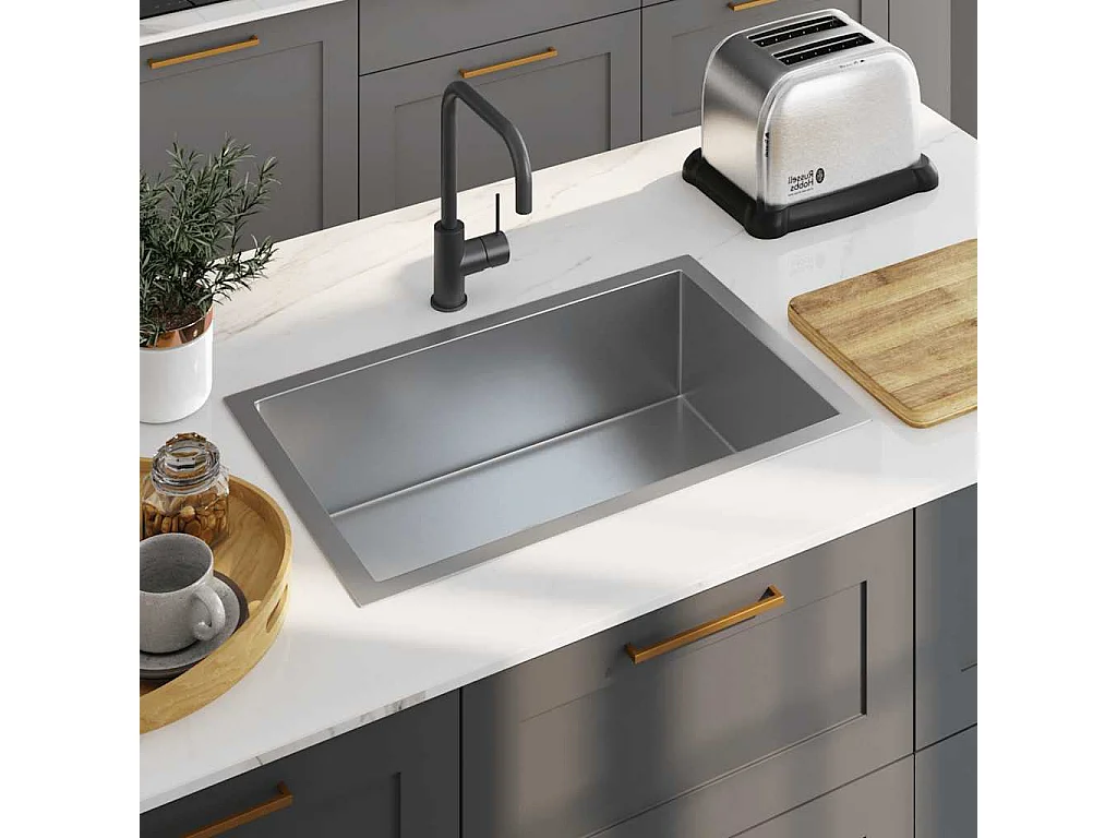 Fregadero de cocina hecho a mano de acero inoxidable