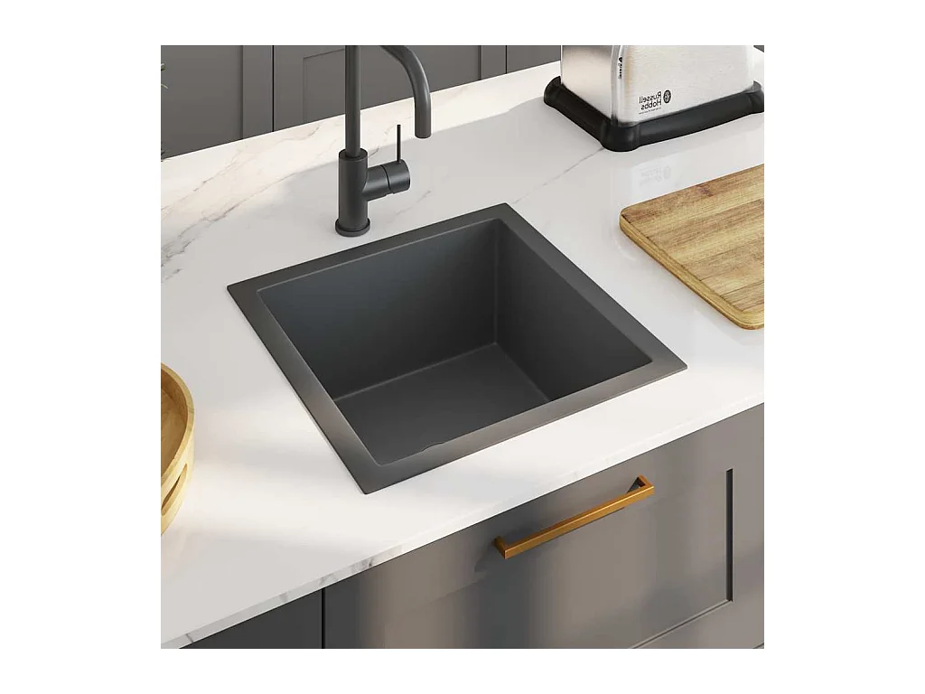 Handgefertigte Küchenspüle aus schwarzem Edelstahl