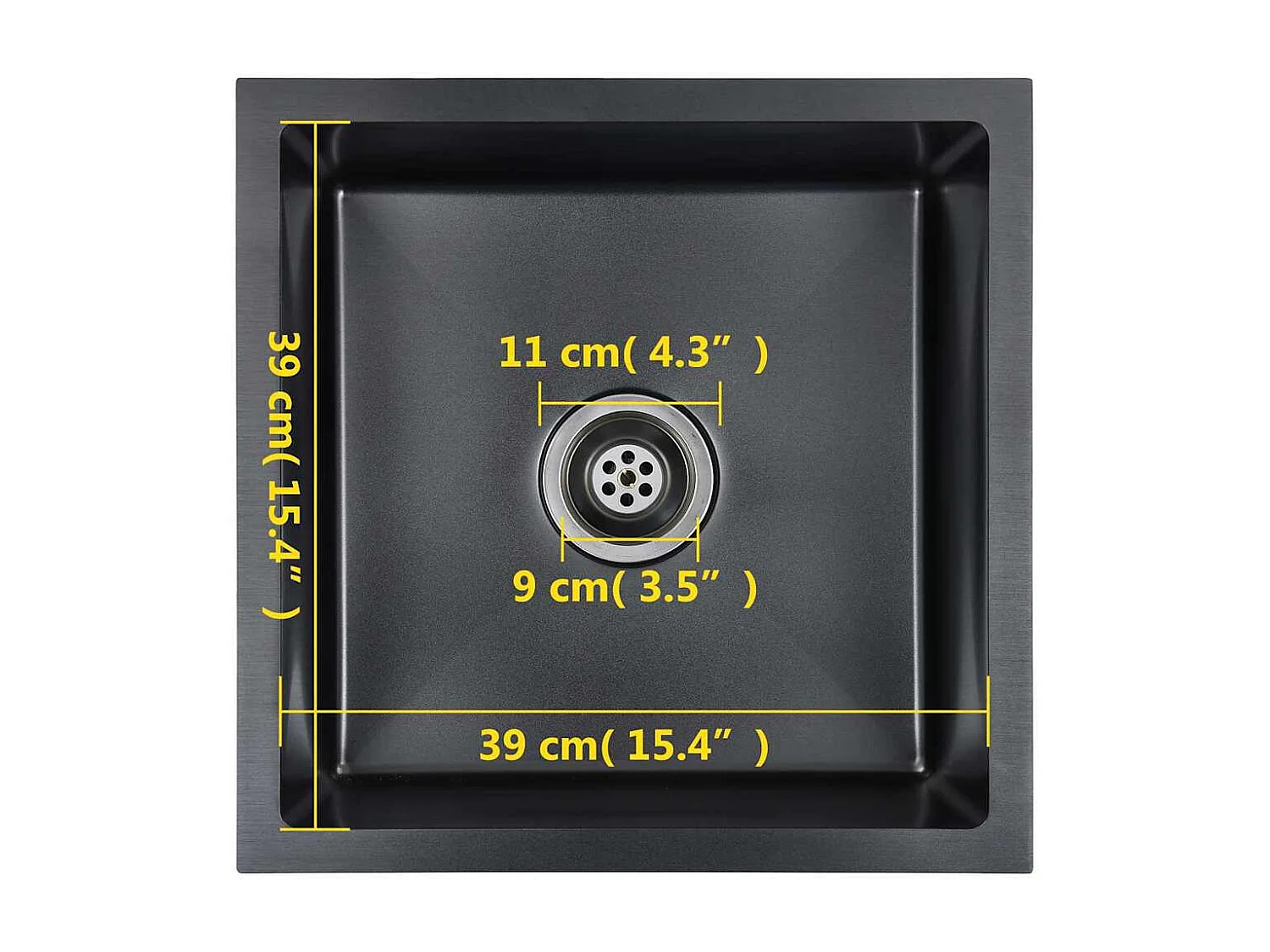 Handgefertigte Küchenspüle aus schwarzem Edelstahl