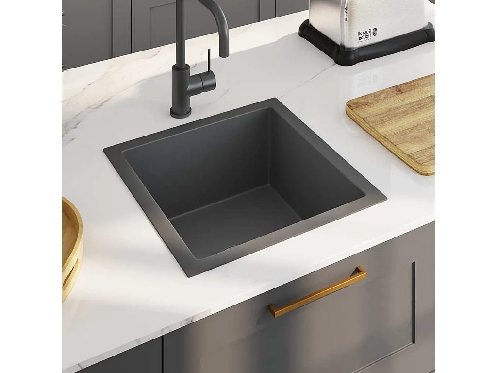 Lavello da cucina fatto a mano in acciaio inossidabile nero