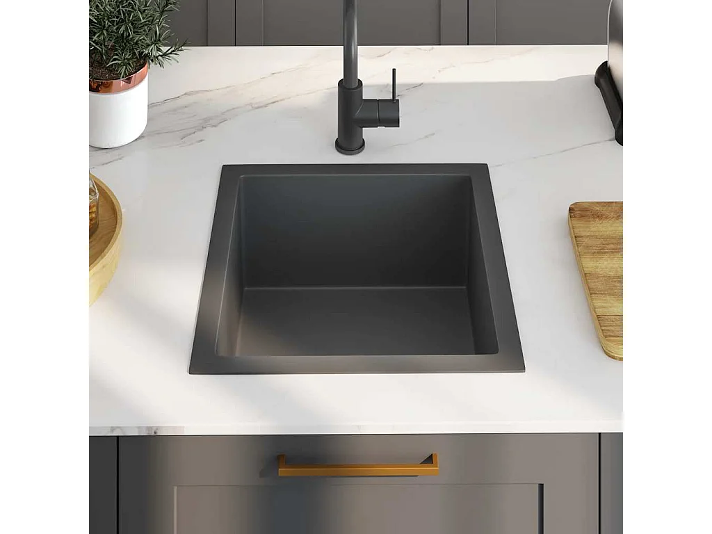 Lavello da cucina fatto a mano in acciaio inossidabile nero