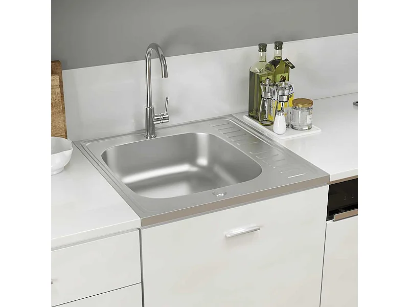 Keuken spoelbak en afdruiprek set zilver 600x600x155 mm roestvrij staal