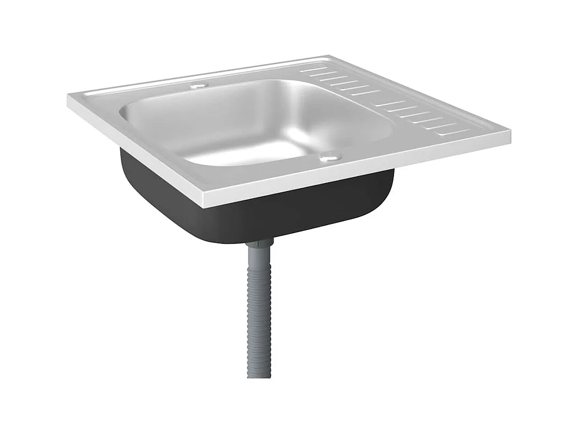 Keuken spoelbak en afdruiprek set zilver 600x600x155 mm roestvrij staal