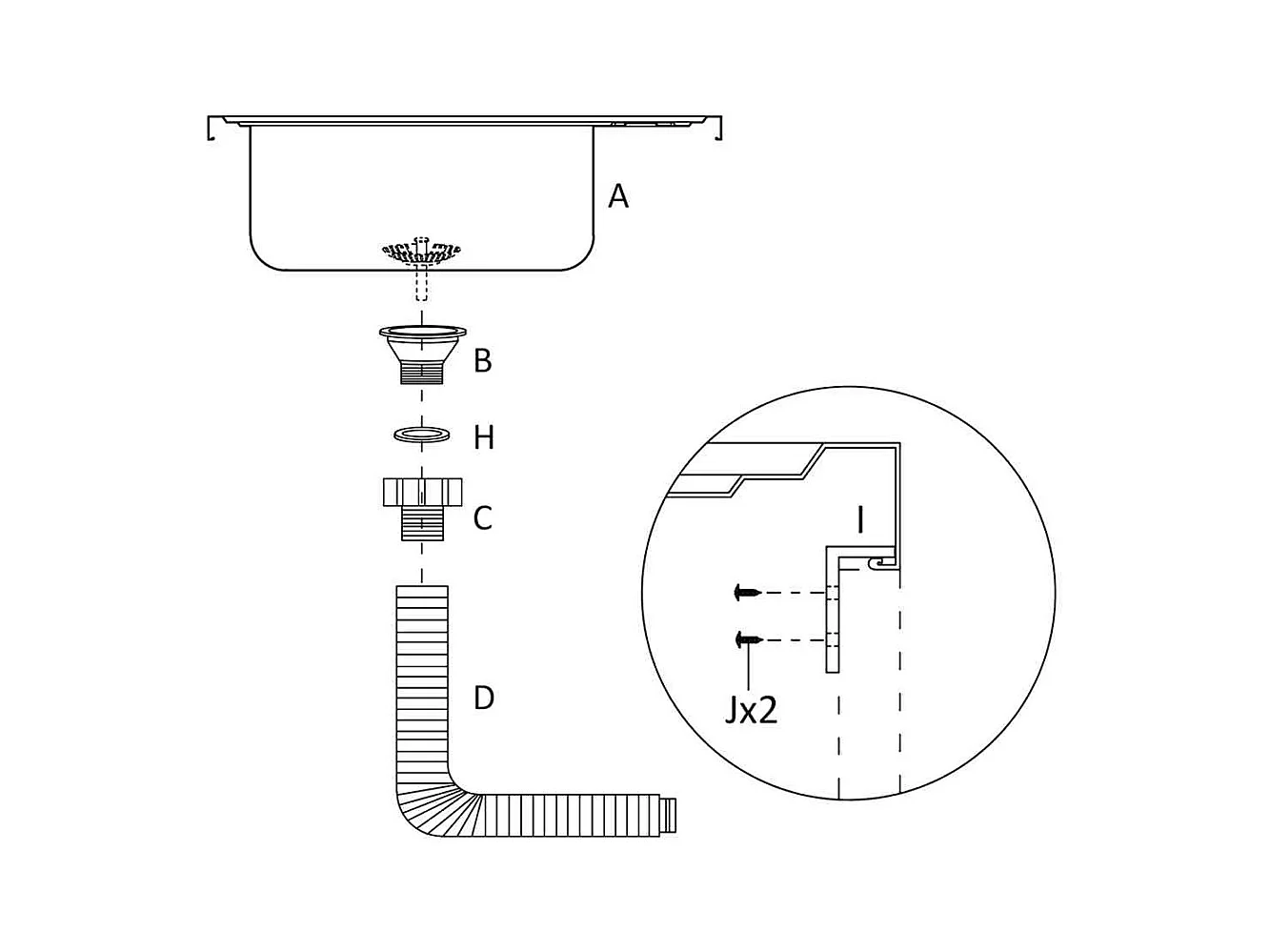 Keuken spoelbak en afdruiprek set zilver 600x600x155 mm roestvrij staal