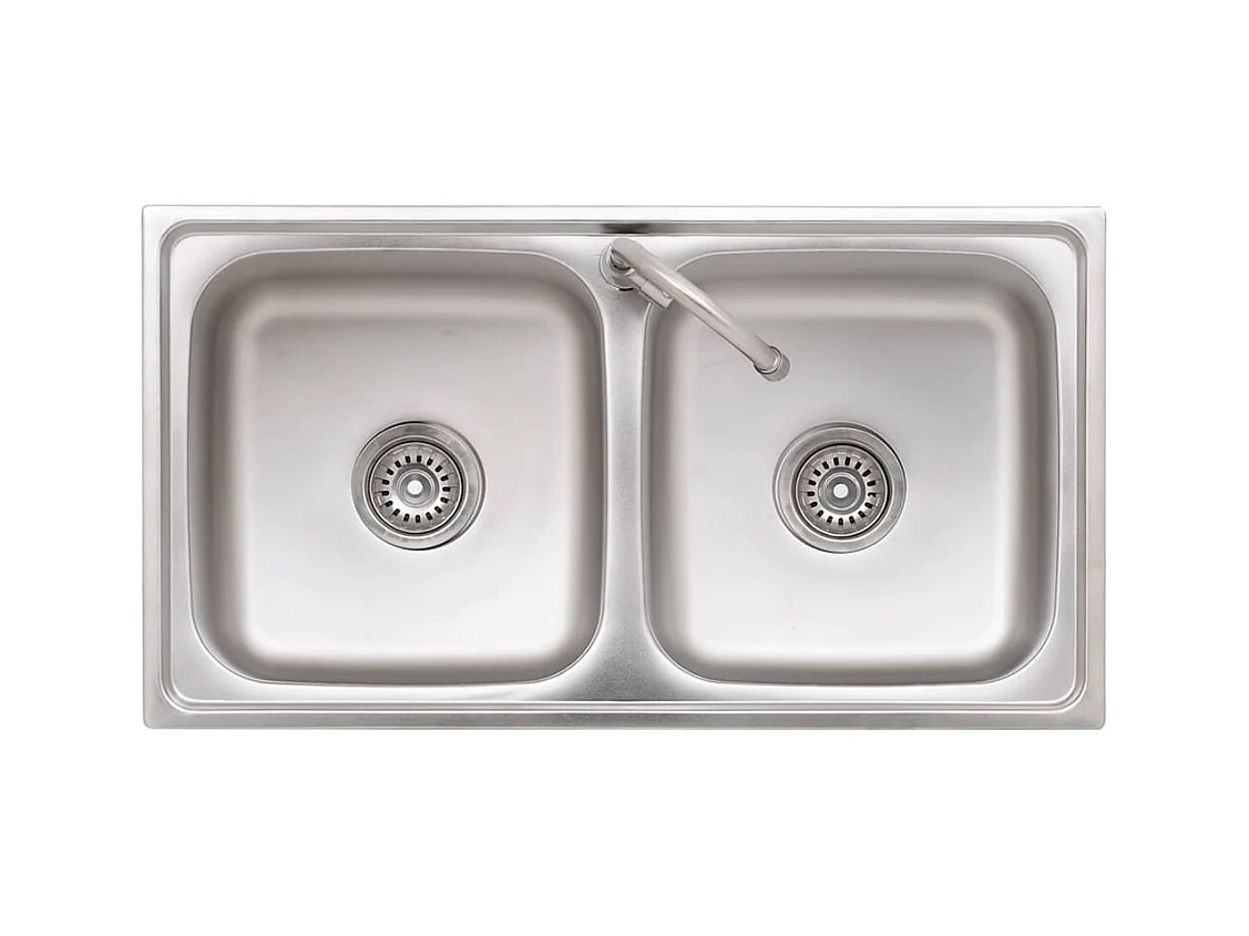 Campingspoelbak Dubbele spoelbak met kraan Roestvrij staal