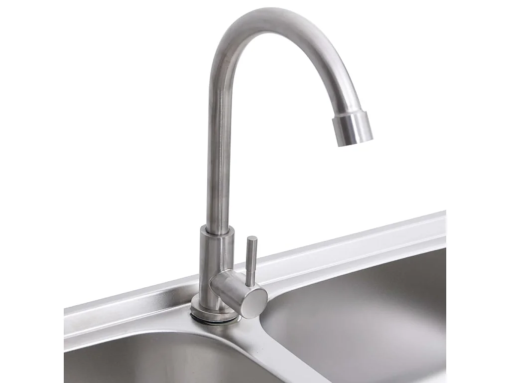 Évier de camping Double lavabo avec robinet Acier inoxydable