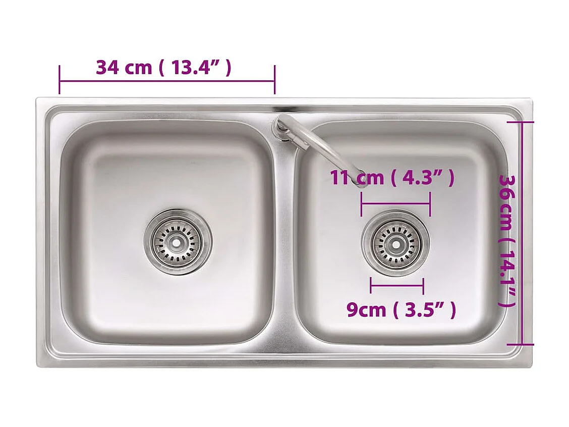 Évier de camping Double lavabo avec robinet Acier inoxydable