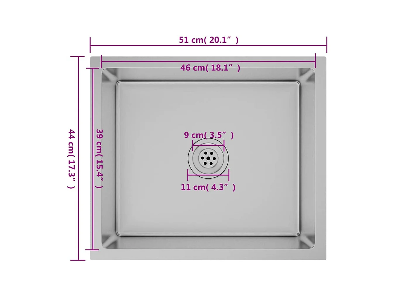 Handgemaakte keukengootsteen roestvrij staal