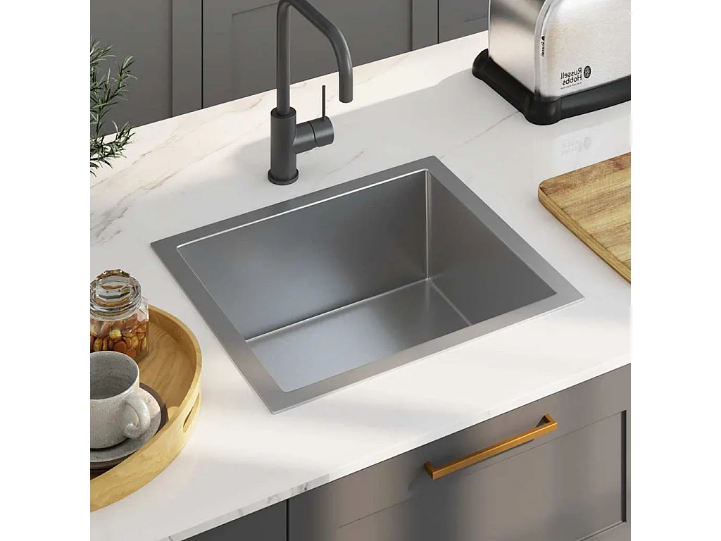 Fregadero de cocina hecho a mano de acero inoxidable