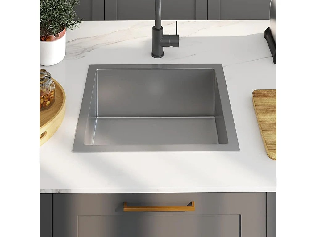 Fregadero de cocina hecho a mano de acero inoxidable