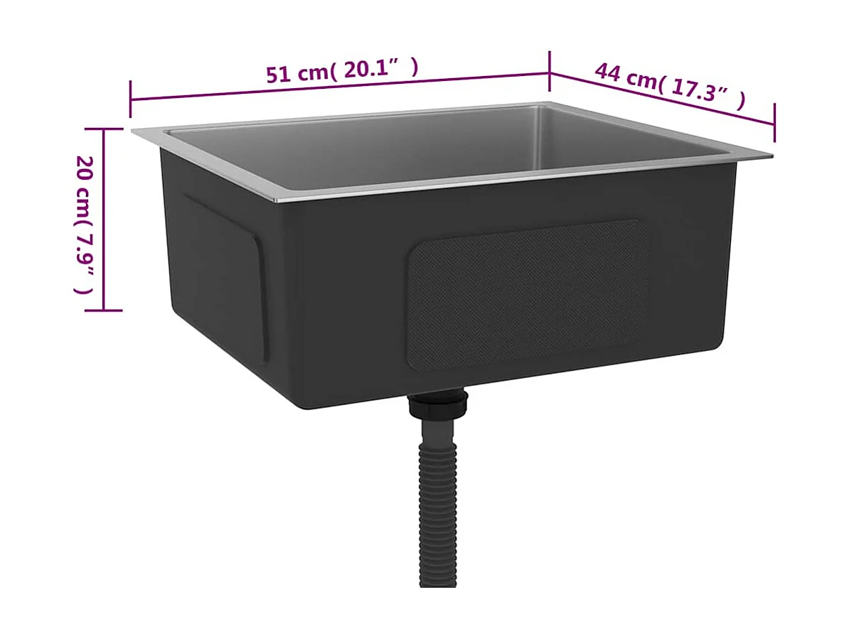 Fregadero de cocina hecho a mano de acero inoxidable