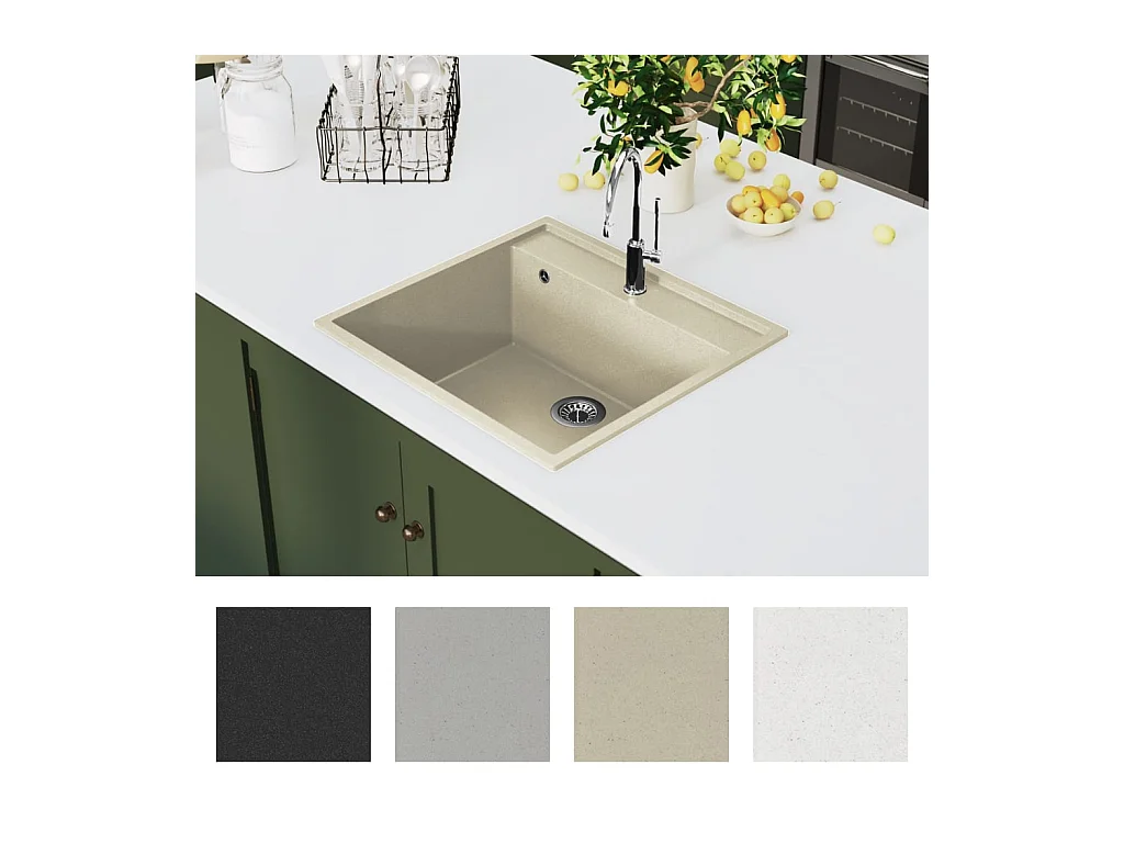 Beige granieten keukengootsteen met overloopgat